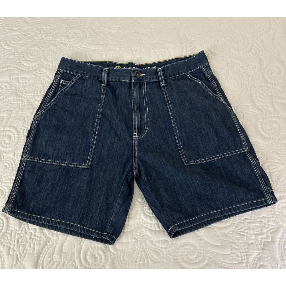 Vintage Y2K Nautica Cargo Shorts Mens 34x8 Basic Dark Wash Retro Flat Front